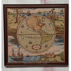 Гобеленовая картина Art de Lys в раме Карта мира. Карта Америки 50х50см