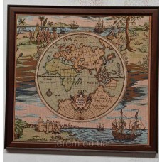 Гобеленовая картина Art de Lys в раме Карта мира. Карта Европы, Африки и Азии 50х50см