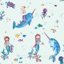 Narwhals and Mermaids Light Teal