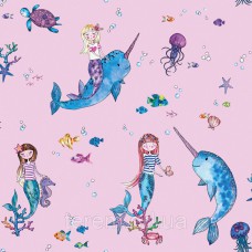 Narwhals and Mermaids Pink