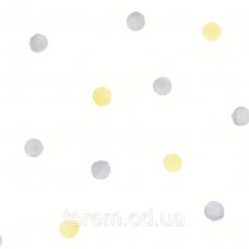 Watercolour Polka Dots Grey_yellow